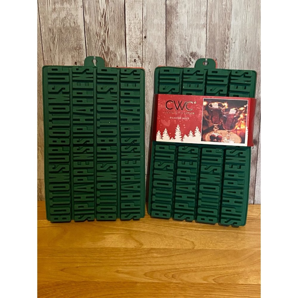 Set 2 CWC Cook With Color Bottoms Up Sip Happens Silicone Ice Mold Party Drinks